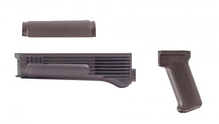 Plum Polymer Handguard Set with Stainless Steel Heat Shield and Pistol Grip for Stamped Receivers