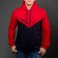 Blue / Red Sport Cotton-Poly Relaxed Fit Pullover Hoodie