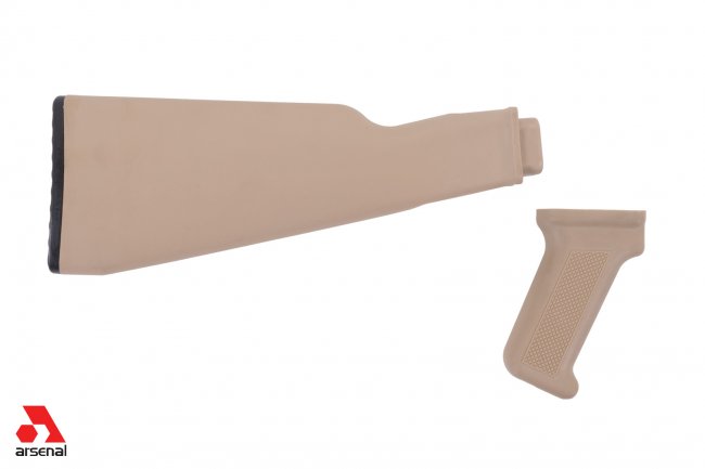 Intermediate Length AK47 Desert Sand Buttstock and Pistol Grip Set for Milled Receivers