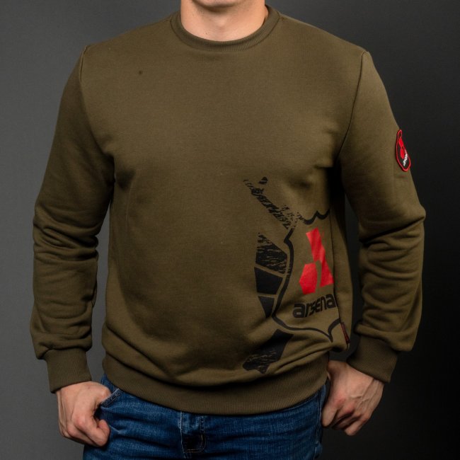 Khaki Cotton-Poly Standard Fit Alpha Pullover Sweater