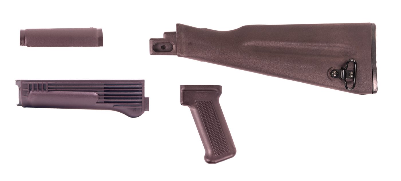 4 Piece Plum AK47 / AK74 NATO Length Stock Set for Stamped Fixed Receivers
