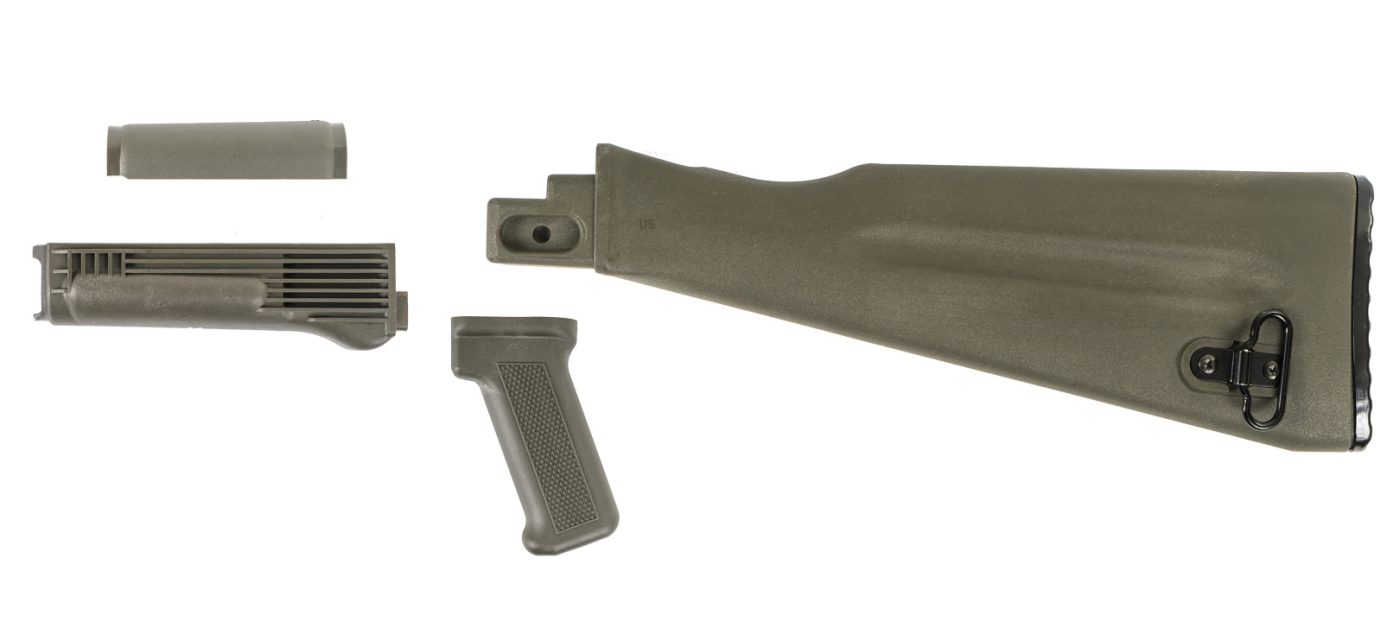 4 Piece OD Green AK47 / AK74 Stock Set for Stamped Receivers