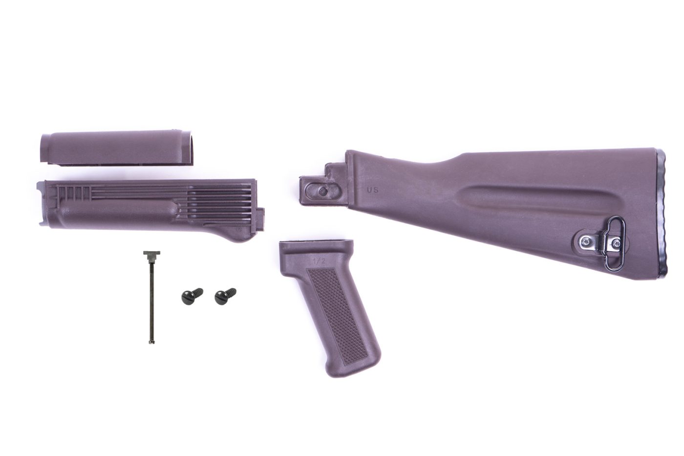 4-Piece Mil-Spec Warsaw Length Plum Polymer Buttstock Set for Stamped Receivers with Hardware