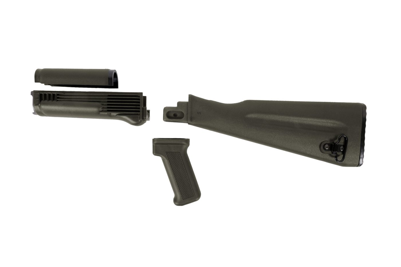 4 Piece OD Green Warsaw Length Mil Spec Buttstock Set for Stamped Receivers