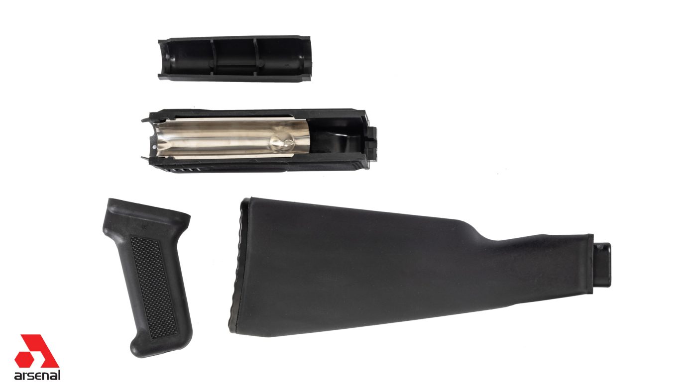 Black Polymer Stock Set with Stainless Steel Heat Shield for Milled Receivers