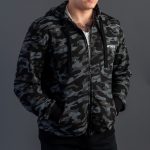 Black Camo Cotton-Poly Relaxed Fit  Zip-Up Hoodie