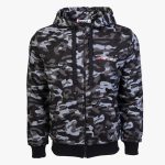 Black Camo Cotton-Poly Relaxed Fit  Zip-Up Hoodie