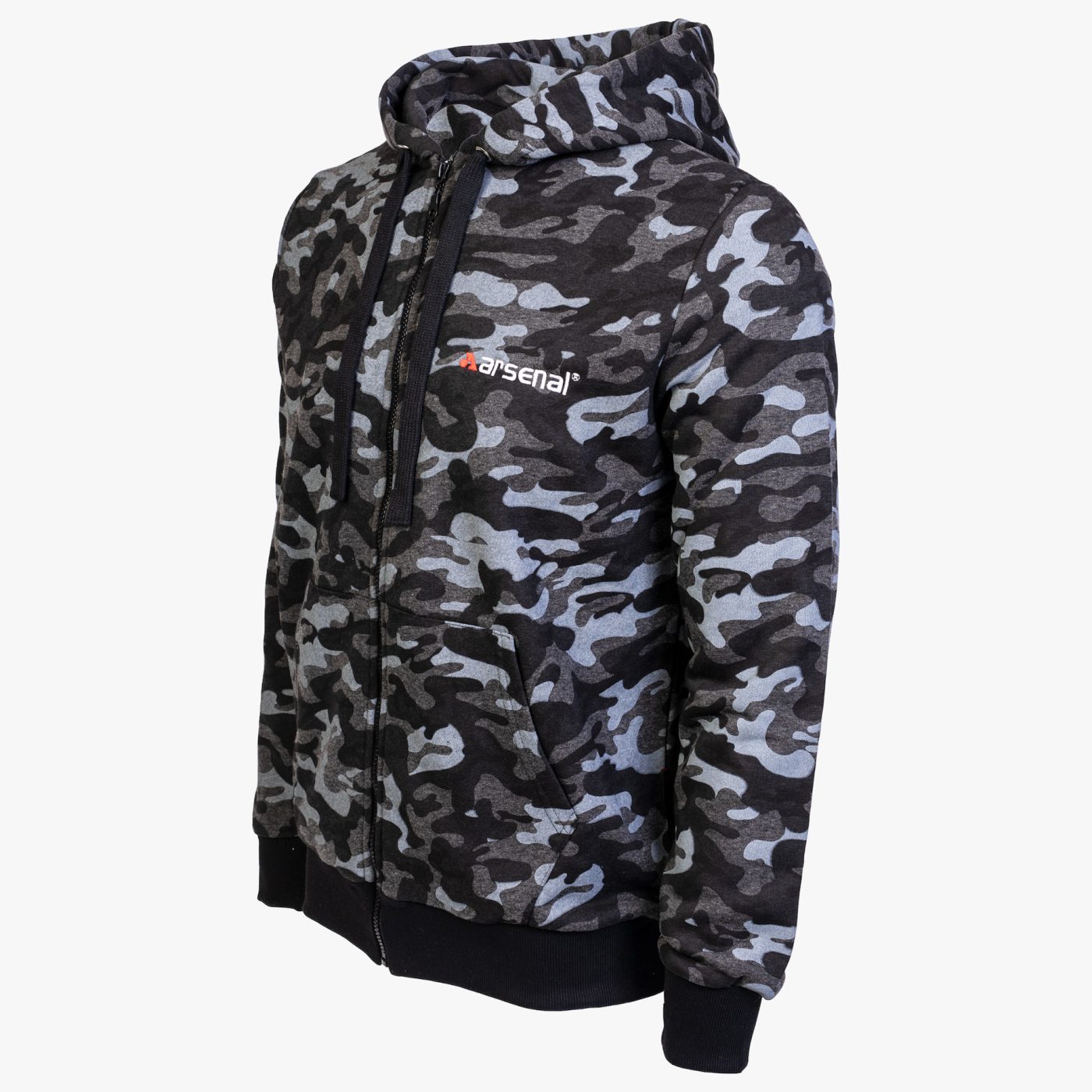 Black Camo Cotton-Poly Relaxed Fit  Zip-Up Hoodie