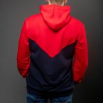 Blue / Red Sport Cotton-Poly Relaxed Fit Pullover Hoodie