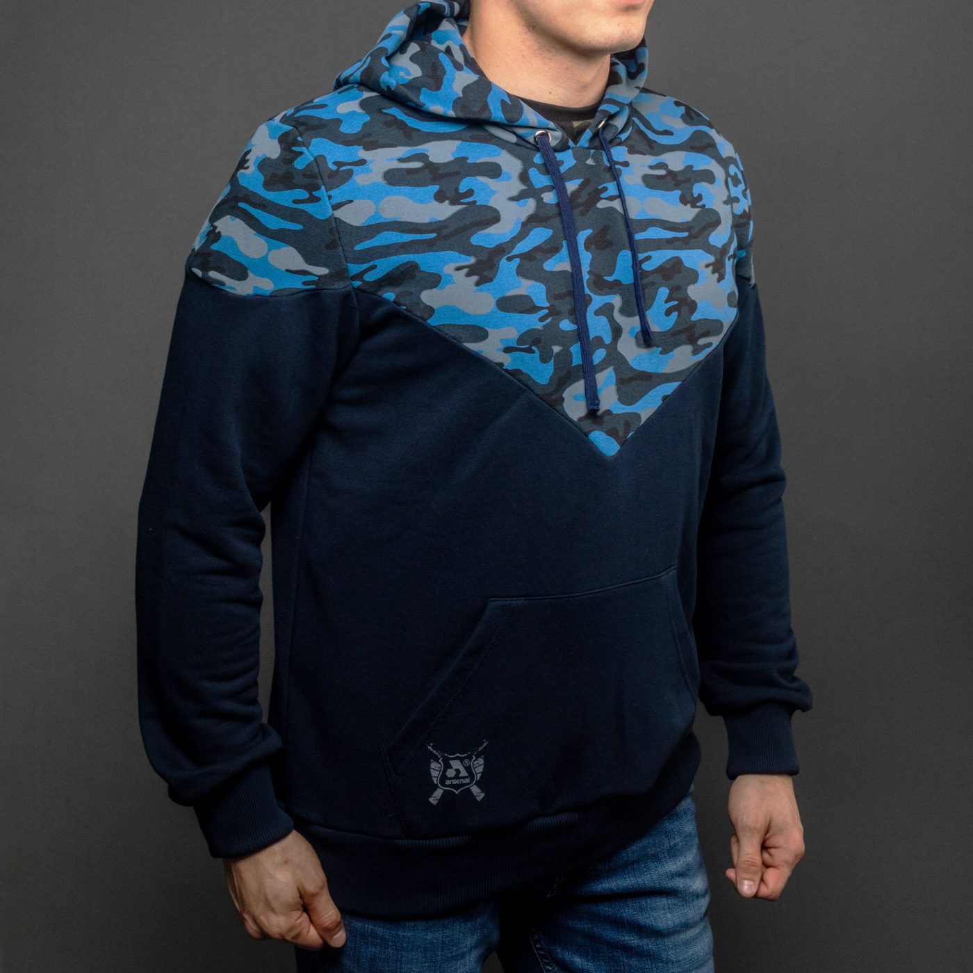 Blue Camo Cotton-Poly Relaxed Fit Ascend Pullover Hoodie