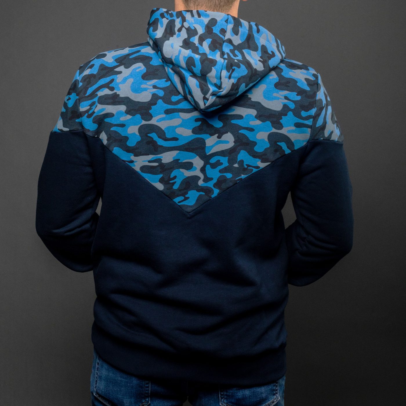 Blue Camo Cotton-Poly Relaxed Fit Ascend Pullover Hoodie