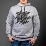 Gray Cotton-Poly Relaxed Fit Graphic Pullover Hoodie