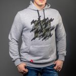 Gray Cotton-Poly Relaxed Fit Graphic Pullover Hoodie