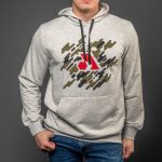 Beige Cotton-Poly Relaxed Fit Graphic Pullover Hoodie