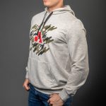 Beige Cotton-Poly Relaxed Fit Graphic Pullover Hoodie