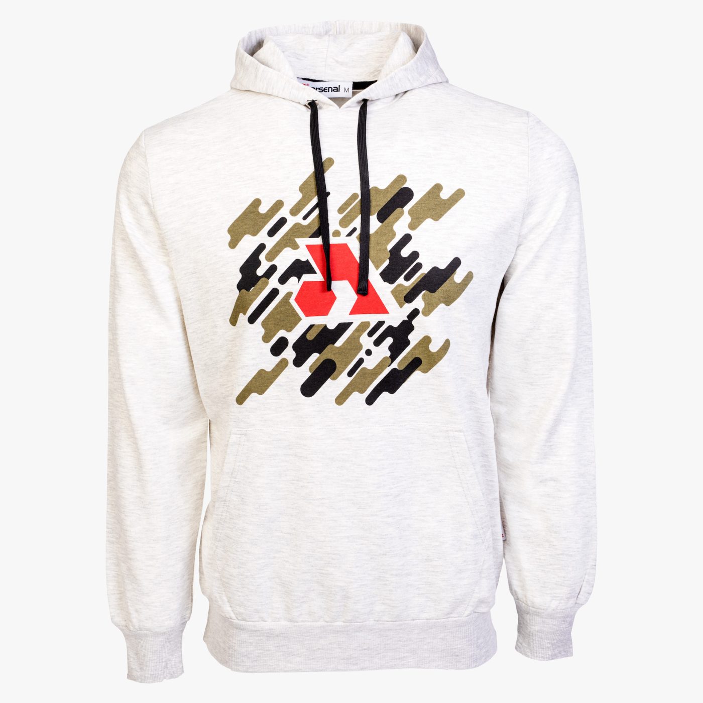Beige Cotton-Poly Relaxed Fit Graphic Pullover Hoodie