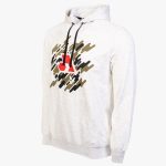 Beige Cotton-Poly Relaxed Fit Graphic Pullover Hoodie