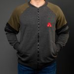 Gray / Khaki Cotton-Poly Standard Fit Classic Crew Zip-Up Jacket