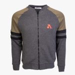 Gray / Khaki Cotton-Poly Standard Fit Classic Crew Zip-Up Jacket