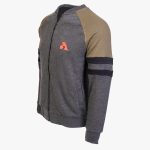 Gray / Khaki Cotton-Poly Standard Fit Classic Crew Zip-Up Jacket