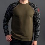 Khaki / Black Camo Cotton-Poly Standard Fit Pullover Sweater