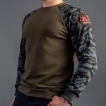 Khaki / Black Camo Cotton-Poly Standard Fit Pullover Sweater
