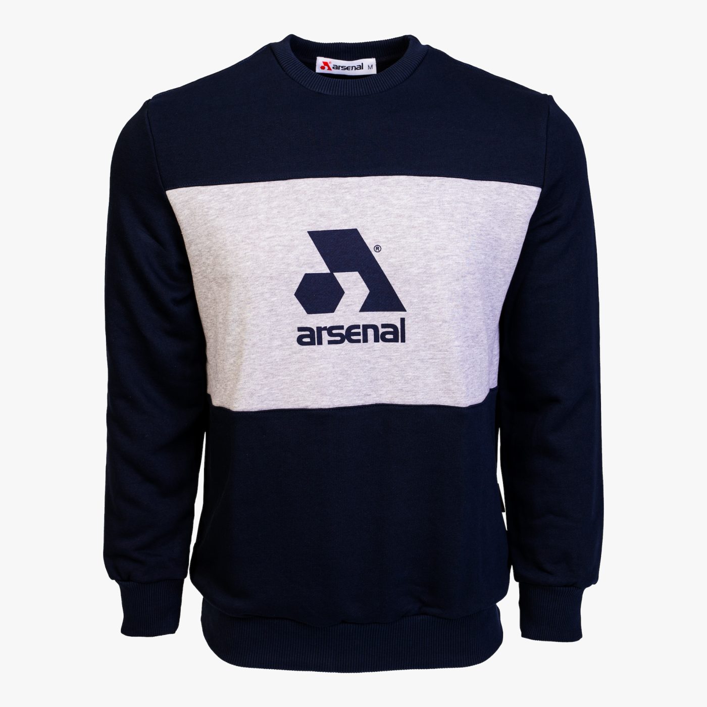 Blue / Grey Cotton-Poly Standard Fit Logo Pullover Sweater