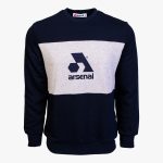 Blue / Grey Cotton-Poly Standard Fit Logo Pullover Sweater