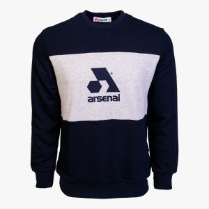 Blue / Grey Cotton-Poly Standard Fit Logo Pullover Sweater