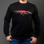 Black Cotton-Poly Standard Fit Graphic Pullover Sweater