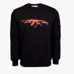Black Cotton-Poly Standard Fit Graphic Pullover Sweater