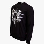 Black Cotton-Poly Standard Fit Centre Graphic Pullover Sweater