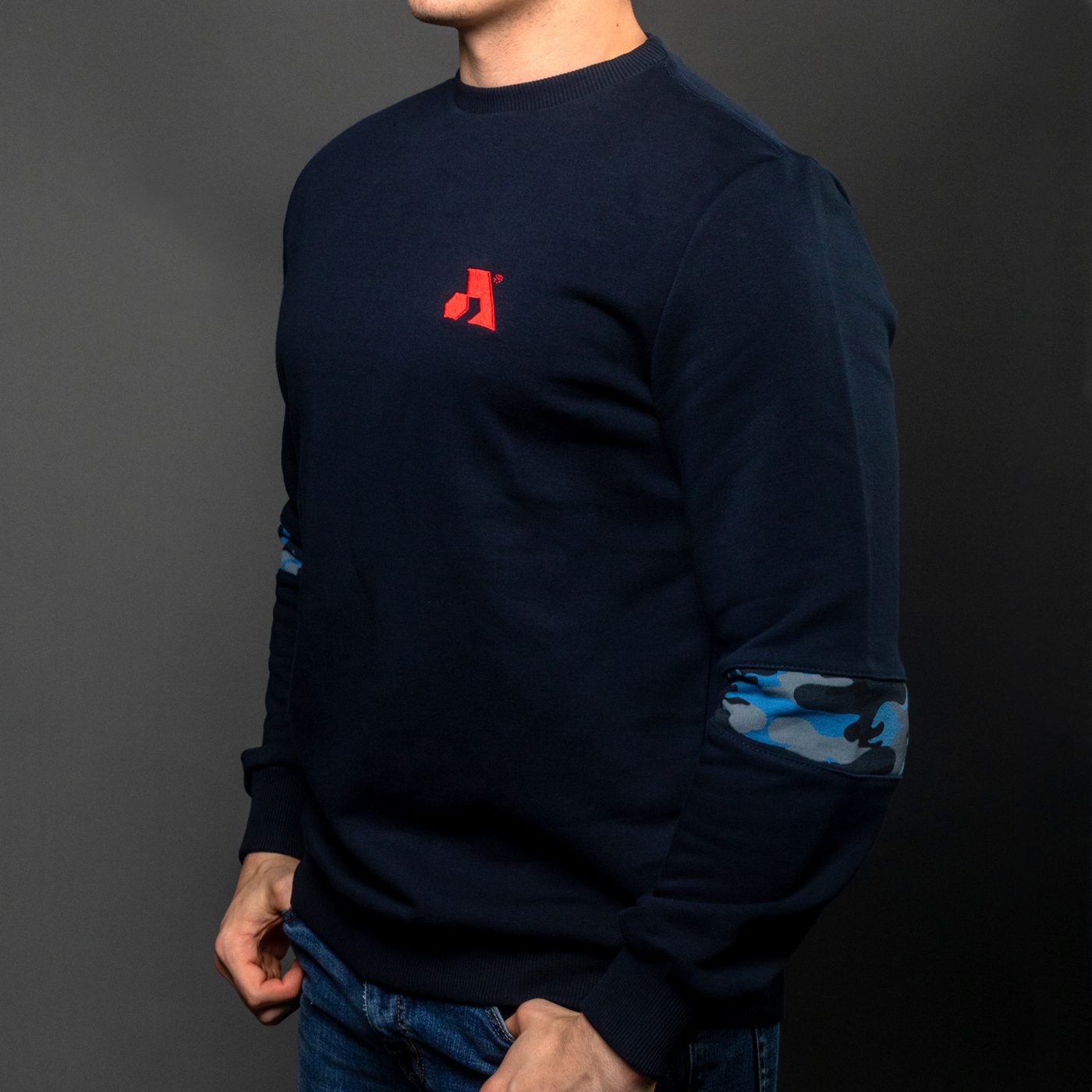 Blue Cotton-Poly Standard Fit Flex Pullover Sweater