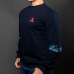 Blue Cotton-Poly Standard Fit Flex Pullover Sweater