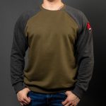 Grey / Khaki Cotton-Poly Standard Fit Icon Pullover Sweater