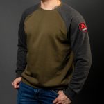 Grey / Khaki Cotton-Poly Standard Fit Icon Pullover Sweater