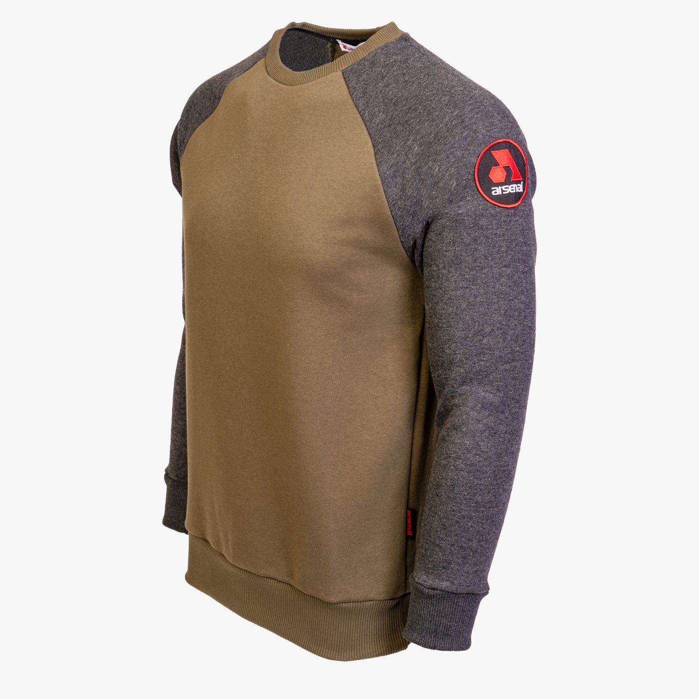 Grey / Khaki Cotton-Poly Standard Fit Icon Pullover Sweater