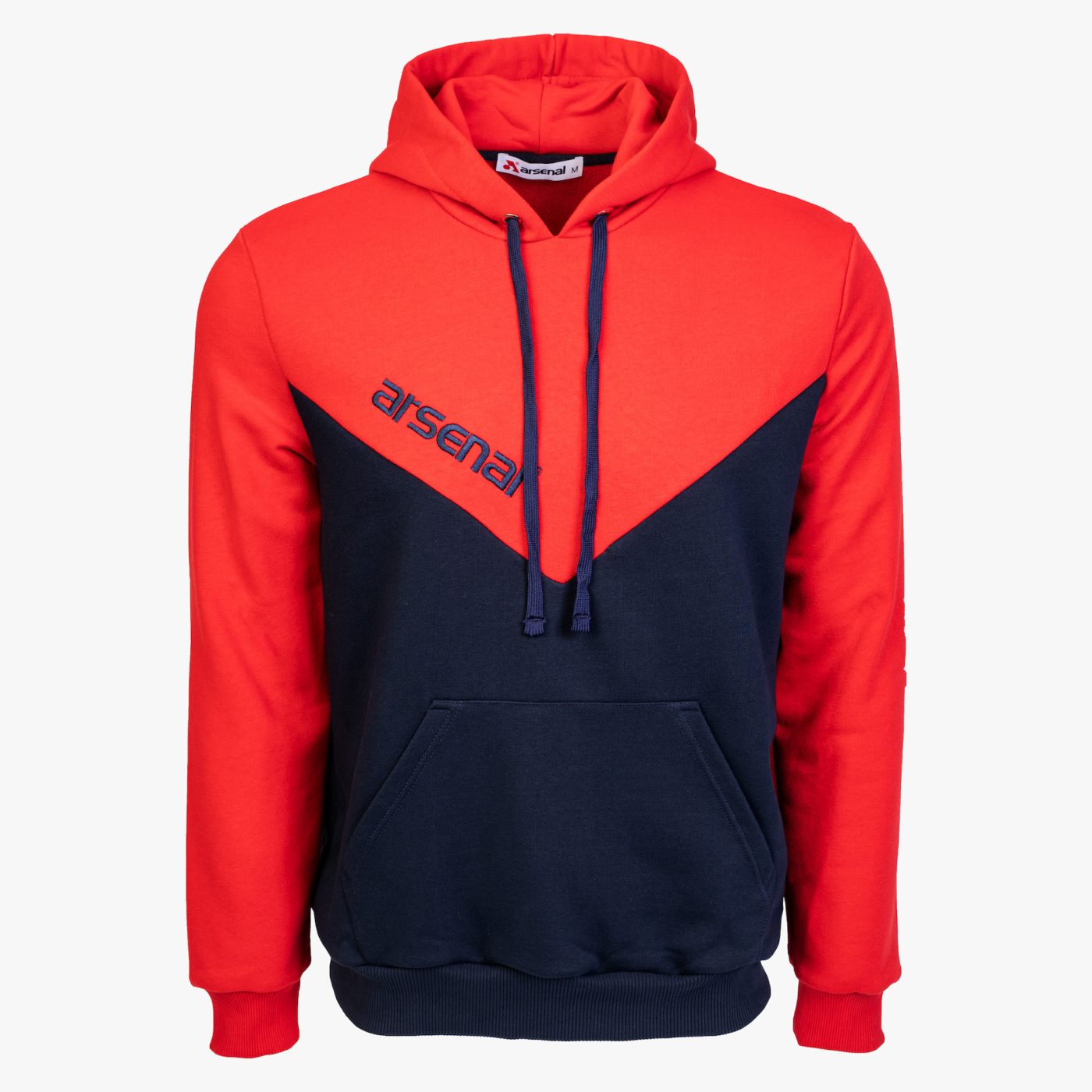 Blue / Red Sport Cotton-Poly Relaxed Fit Pullover Hoodie