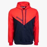 Blue / Red Sport Cotton-Poly Relaxed Fit Pullover Hoodie