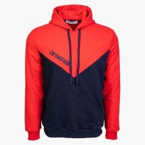 Blue / Red Sport Cotton-Poly Relaxed Fit Pullover Hoodie