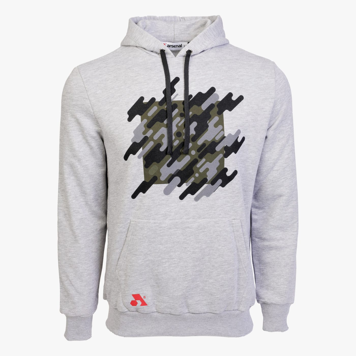 Gray Cotton-Poly Relaxed Fit Graphic Pullover Hoodie