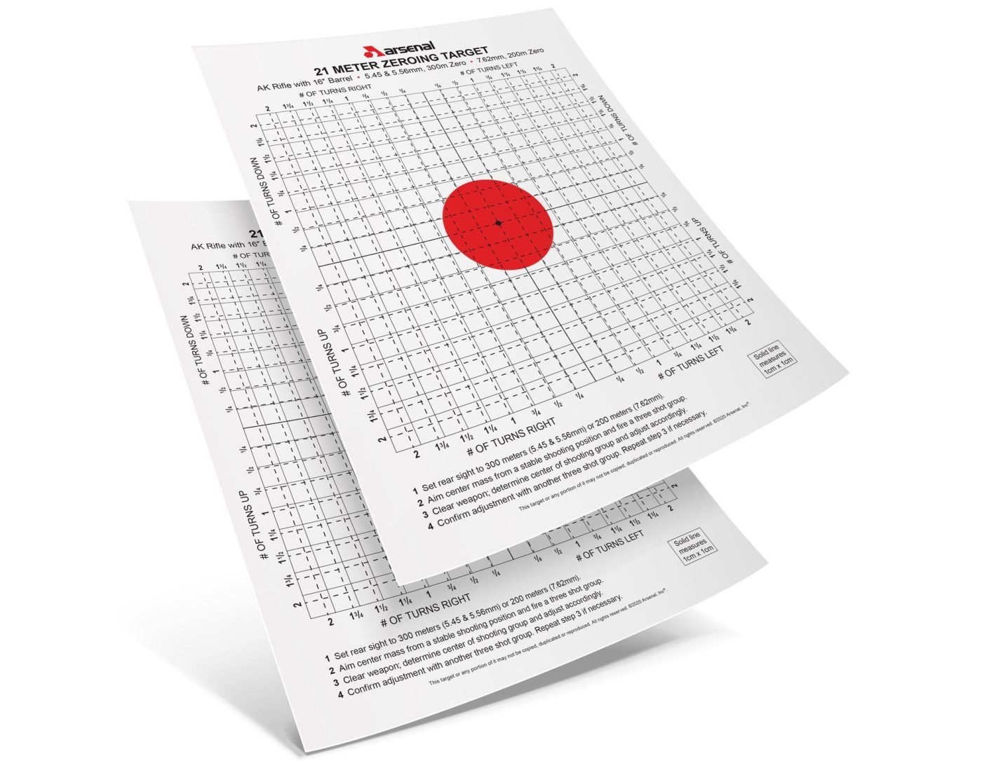 Arsenal Pack of 10 Targets for 21 Meter Zeroing AK Rifles