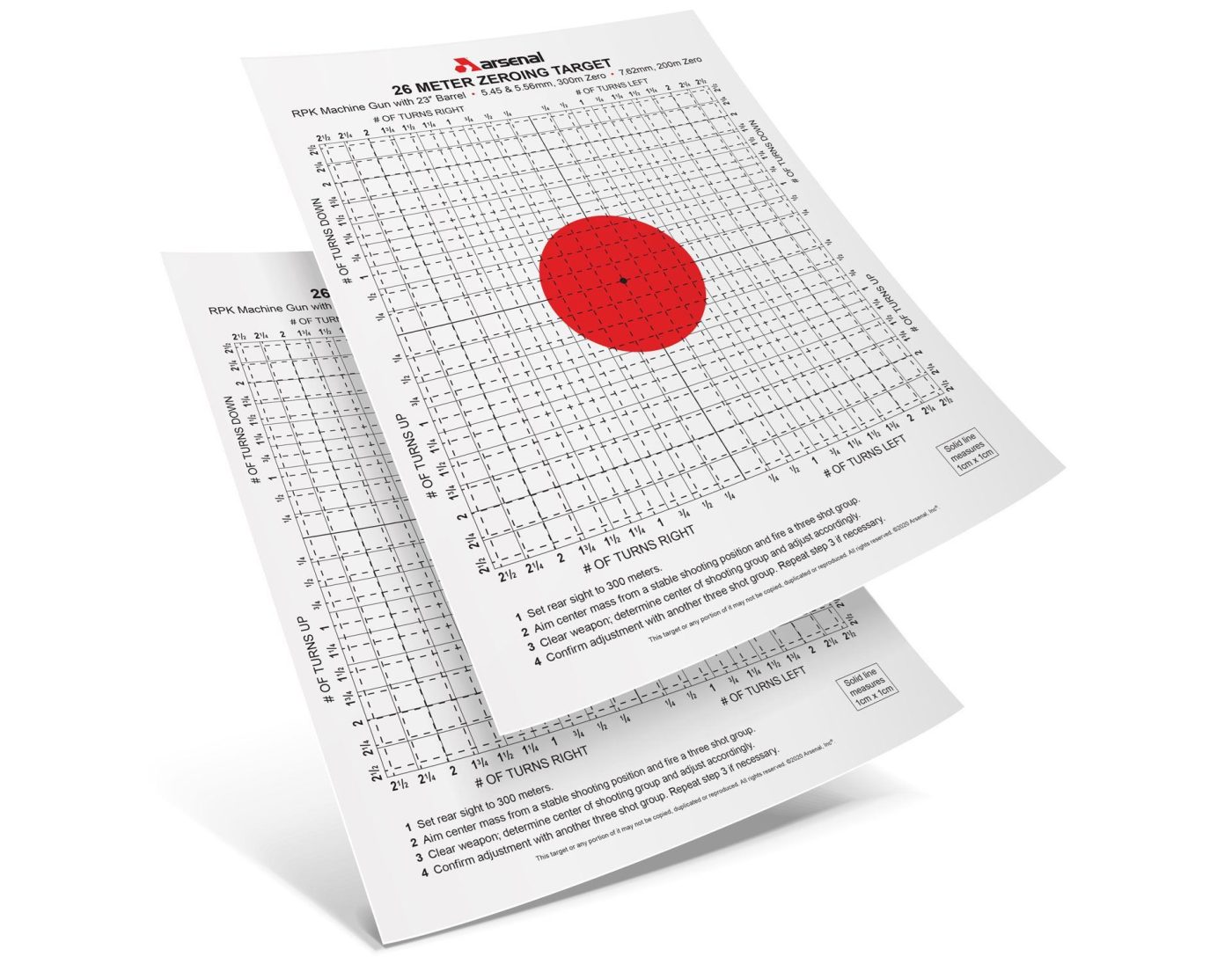 Arsenal Pack of 10 Targets for 26 Meter Zeroing AK Rifles