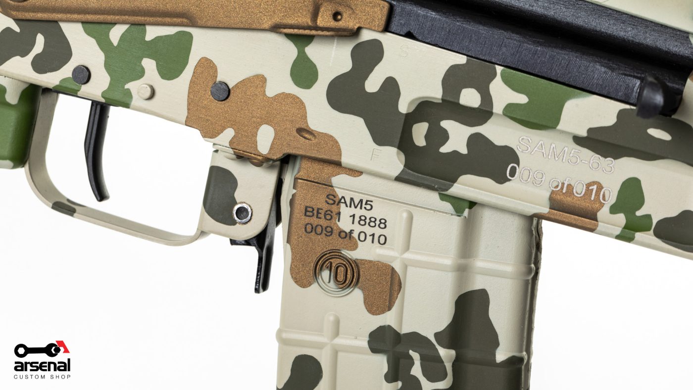 Arsenal Custom Shop Sparse Desert Camo Cerakote SAM5 5.56x45mm Semi-Auto Milled Receiver AK47 Rifle