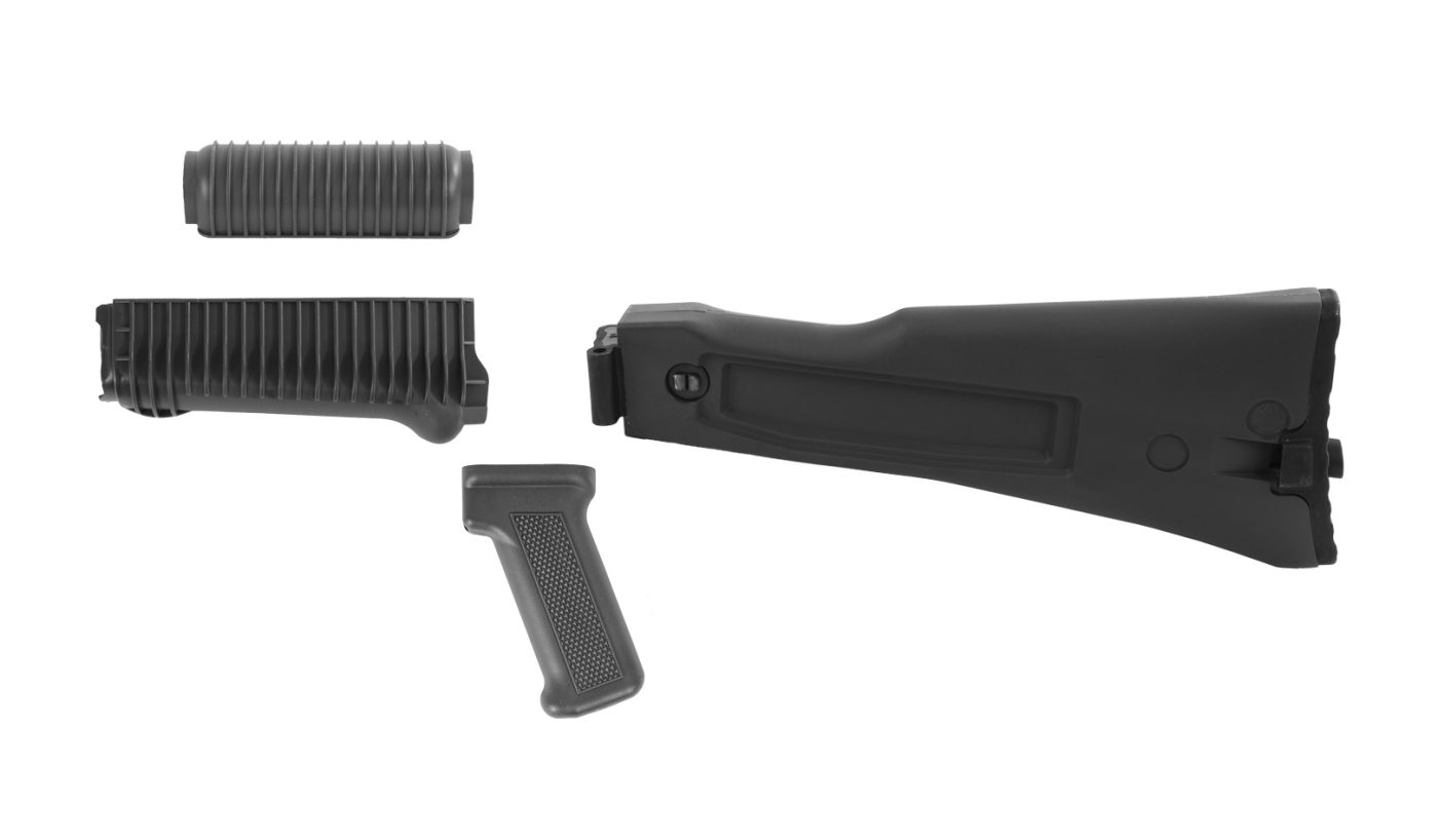 US 4 Piece Gray Left Side Folding Buttstock & Handguard Set Stamped Receivers