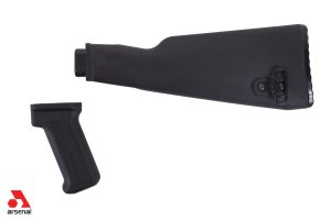 Intermediate Length Black AK47 Buttstock and Pistol Grip Set for Milled Receivers