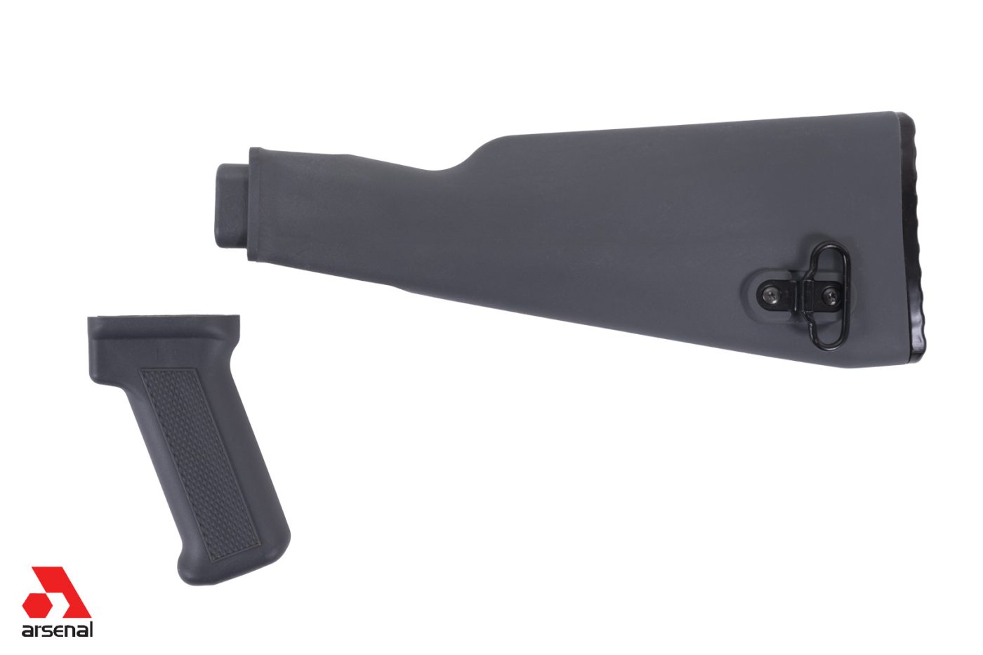 Intermediate Length Gray AK47 Buttstock and Pistol Grip Set for Milled Receivers