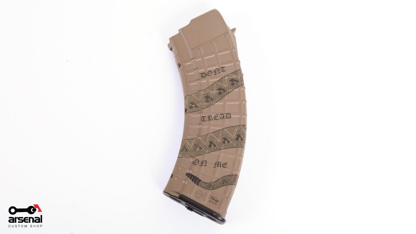 Arsenal Custom Shop & Avo “Don’t Tread On Me” Tan Cerakote & Laser Engraved M-47W 30rd Magazine