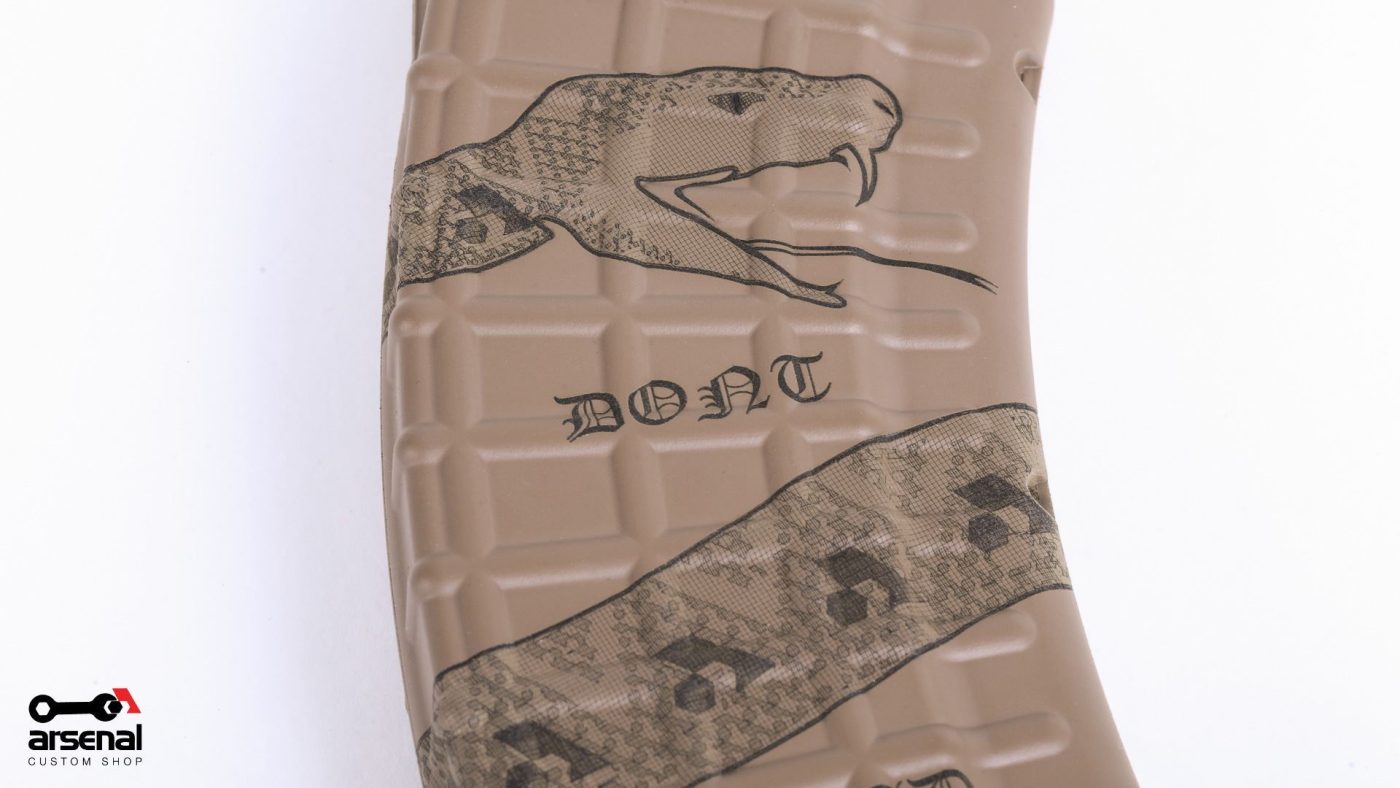 Arsenal Custom Shop & Avo “Don’t Tread On Me” Tan Cerakote & Laser Engraved M-47W 30rd Magazine