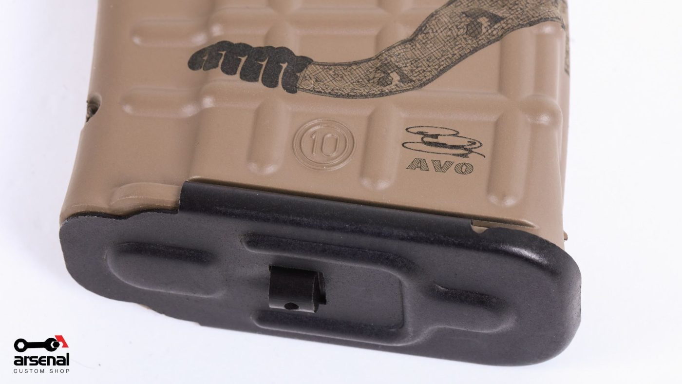 Arsenal Custom Shop & Avo “Don’t Tread On Me” Tan Cerakote & Laser Engraved M-47W 30rd Magazine